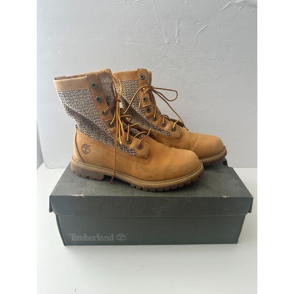 Timberland Women's Combat Ankle Boots Open Weave Sz 7.5 Wheat Brown Nubuck - Picture 1 of 6